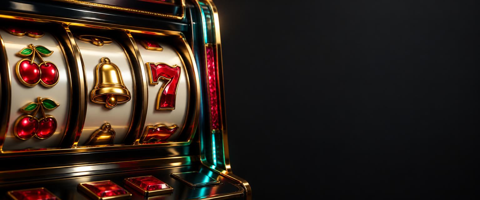 Gold slot machine with cherries and a ruby seven